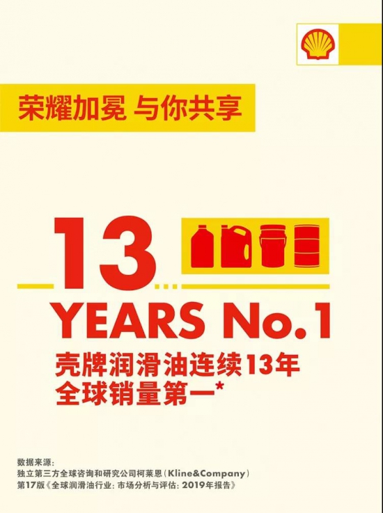 殼牌潤滑油連續13年全球銷量第一！